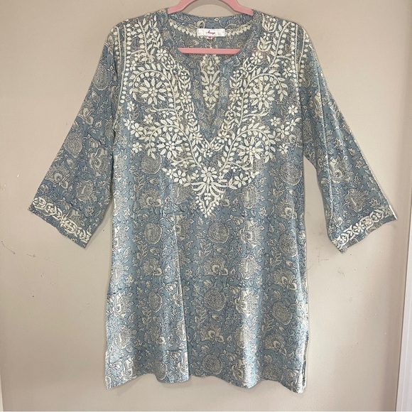 AMAYA Paisley Print Cotton Tunic Hand-Stitched Embroidery, EU 40 (US 10) - Picture 1 of 10